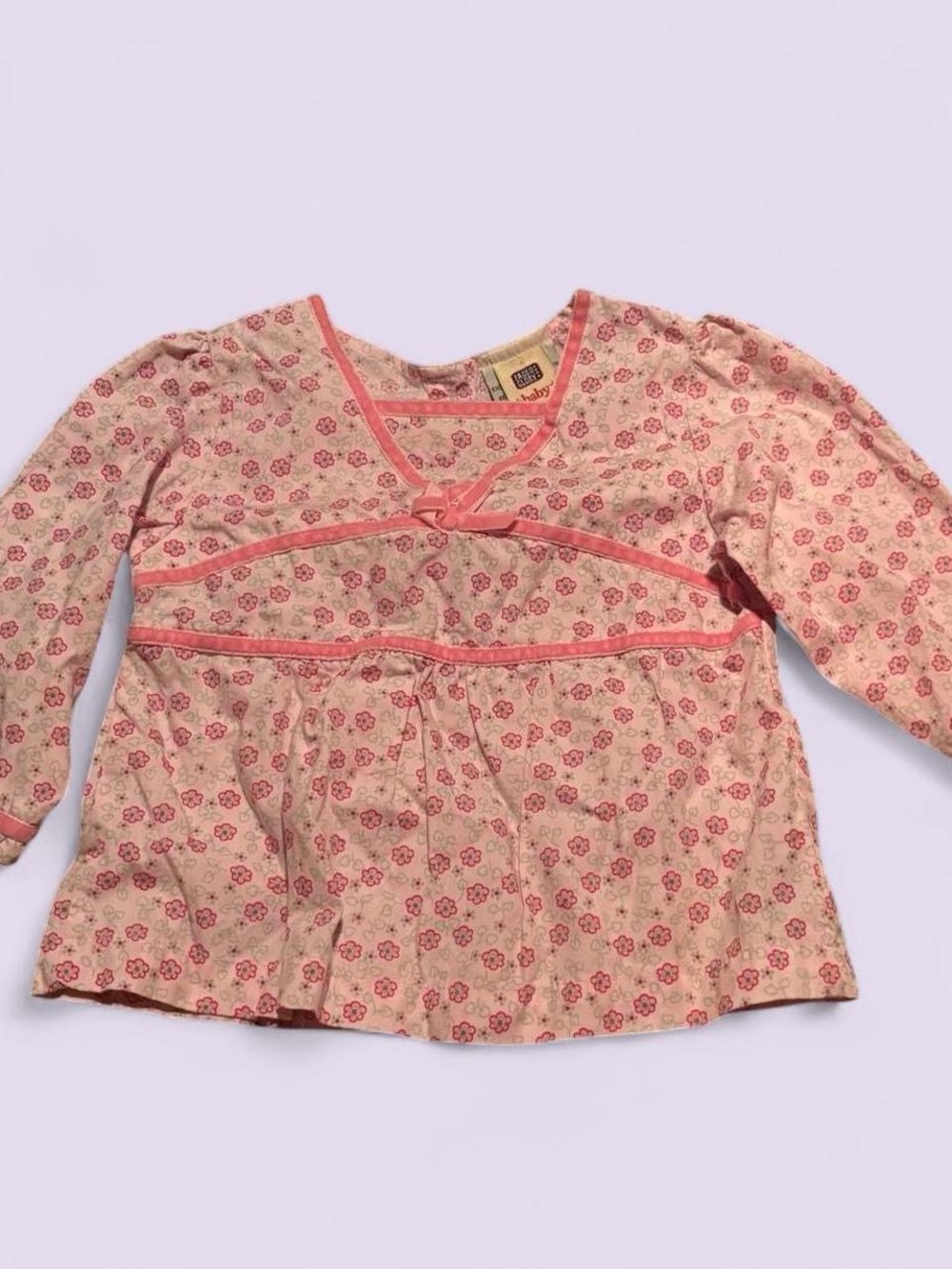 Girls' Pink Floral Long-Sleeve Top Y2K Faded Glory
